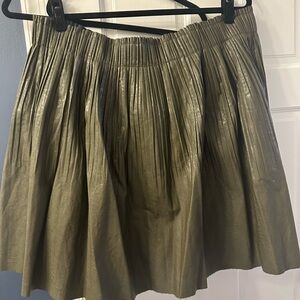 Anthropologie Khaki A-Line Pleated Skirt